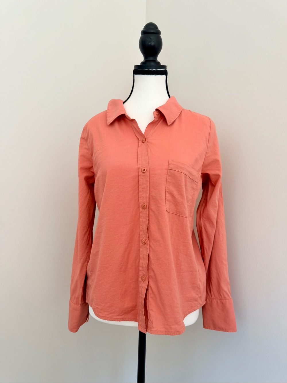 Splendid Cotton Blend Button Front Shirt Women’s Small Coral